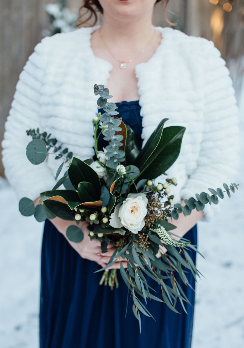 Bridesmaid bouquet for a winter wedding