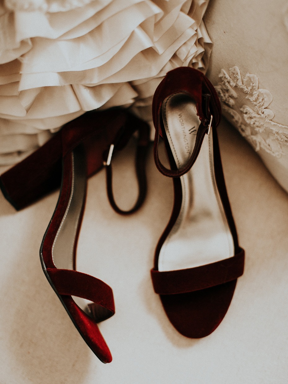 Red velvet heels