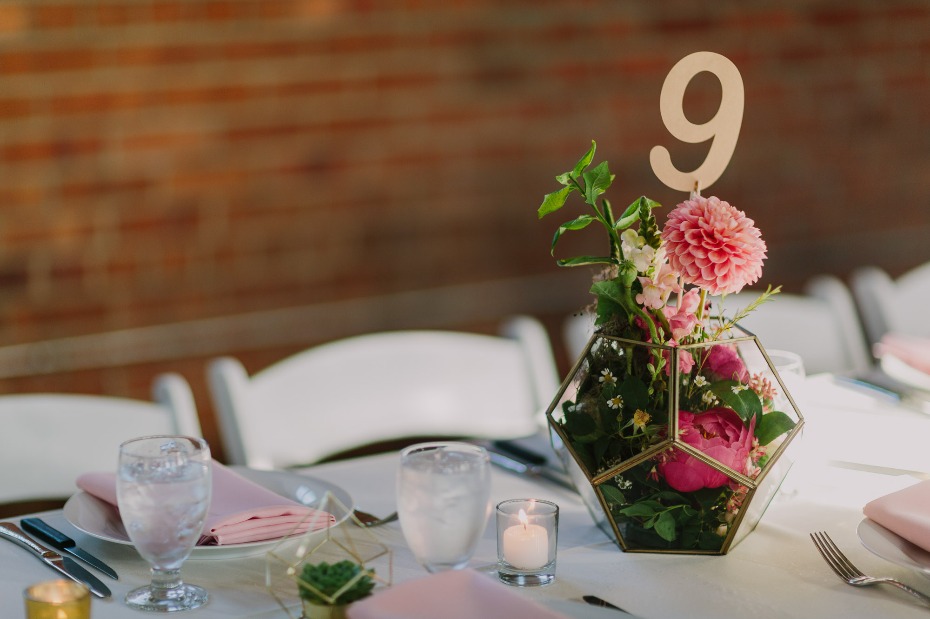 Geometric centerpiece with gold numbers