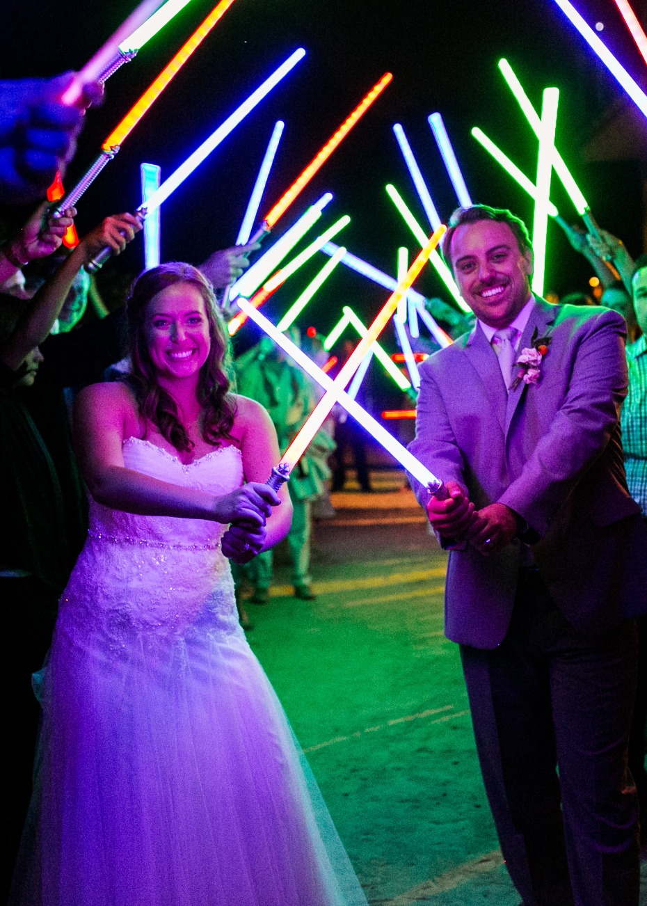 Cute and nerdy light saber exit