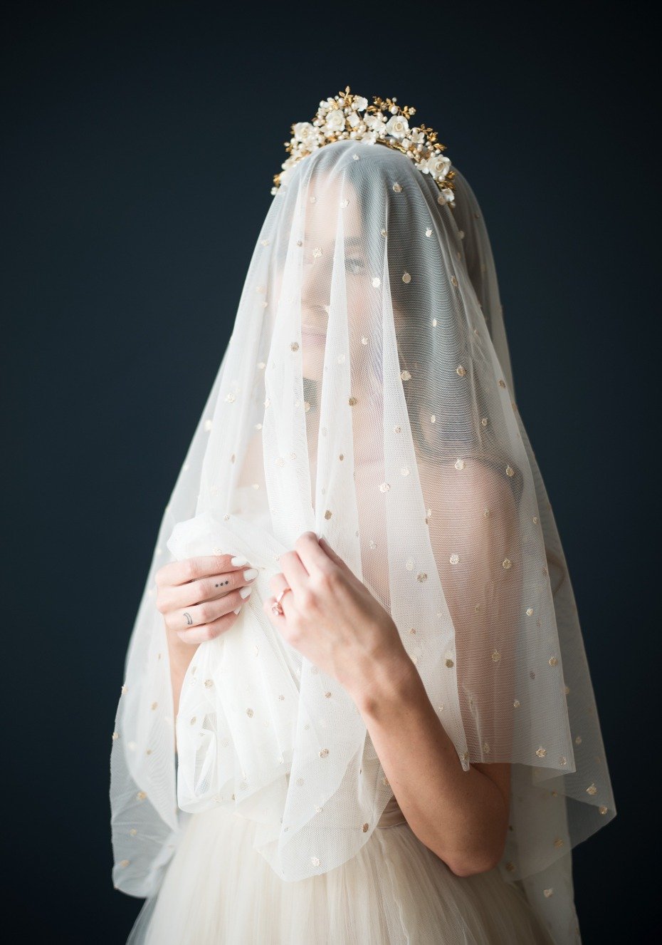 rose gold polka dot wedding veil by Sheeta Design
