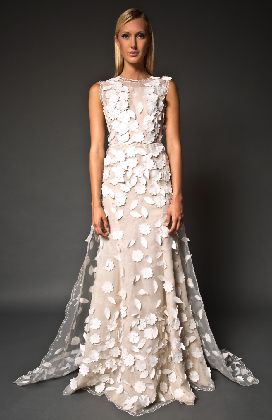 Elegant floral embellished wedding gown