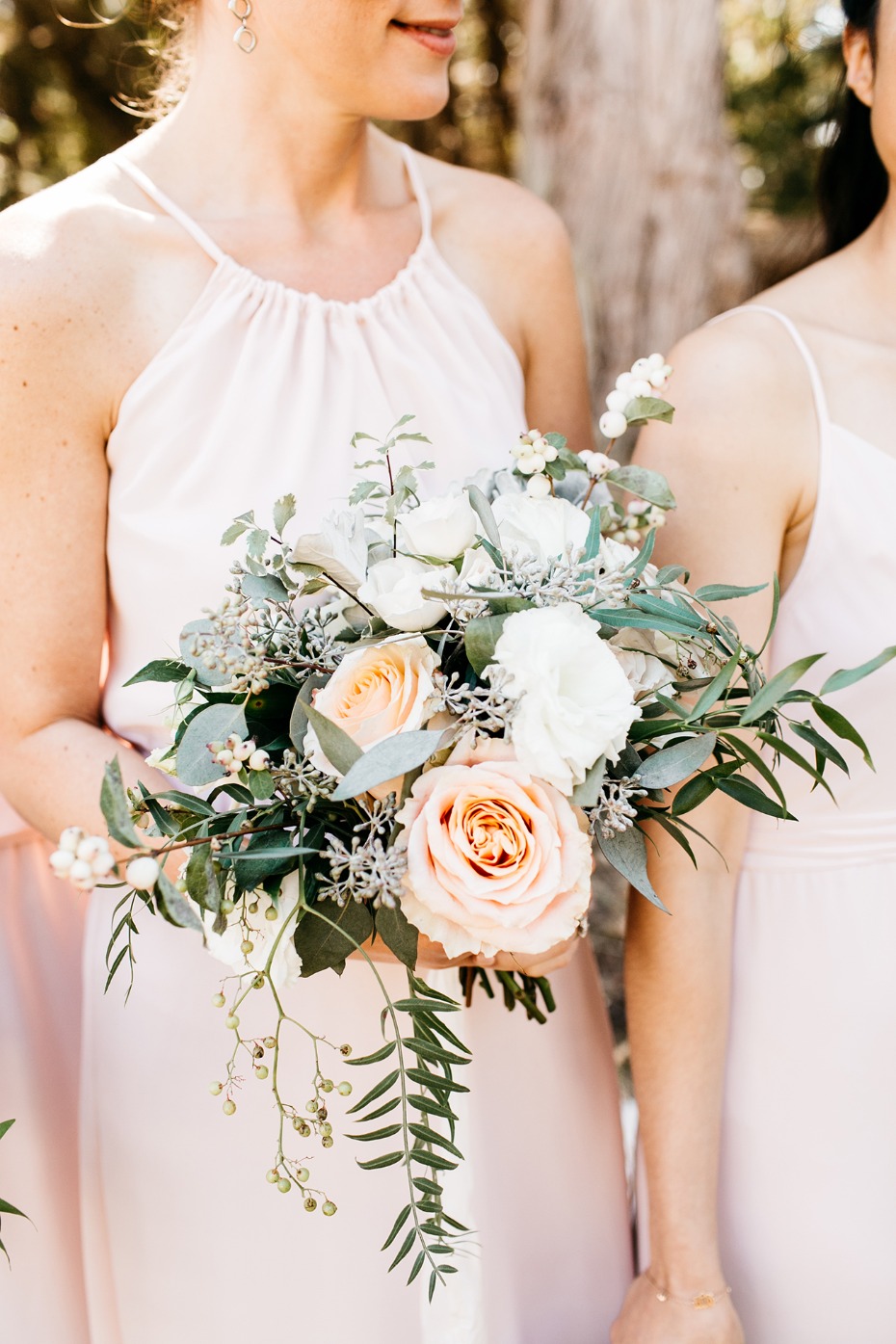 peach and blush bridal party style
