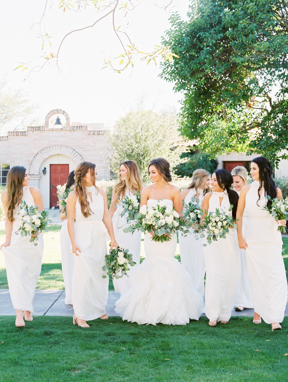 Bridesmaids all in white