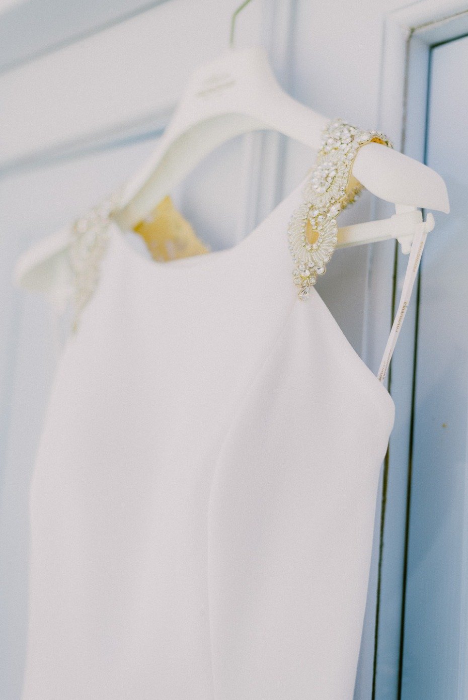 high necked wedding dress by Pronovias