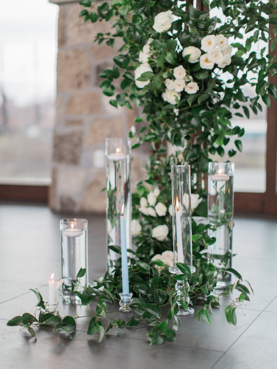 romantic candle wedding backdrop idea