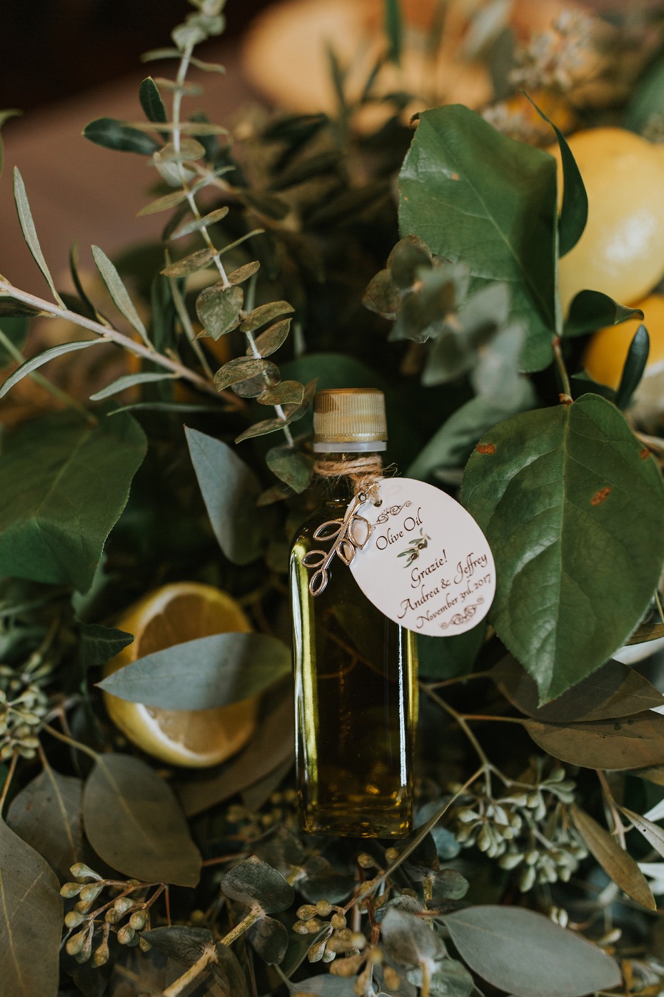 olive oil wedding favor