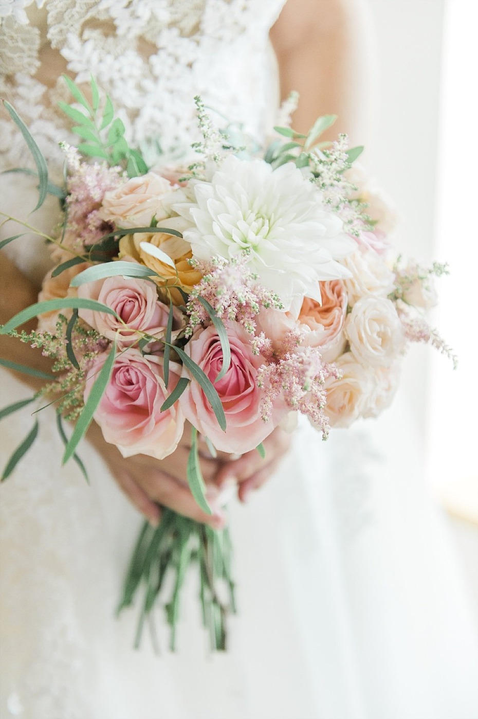 soft pink and blush wedding bouquet