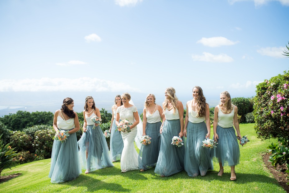 Blue and white bridesmaid look