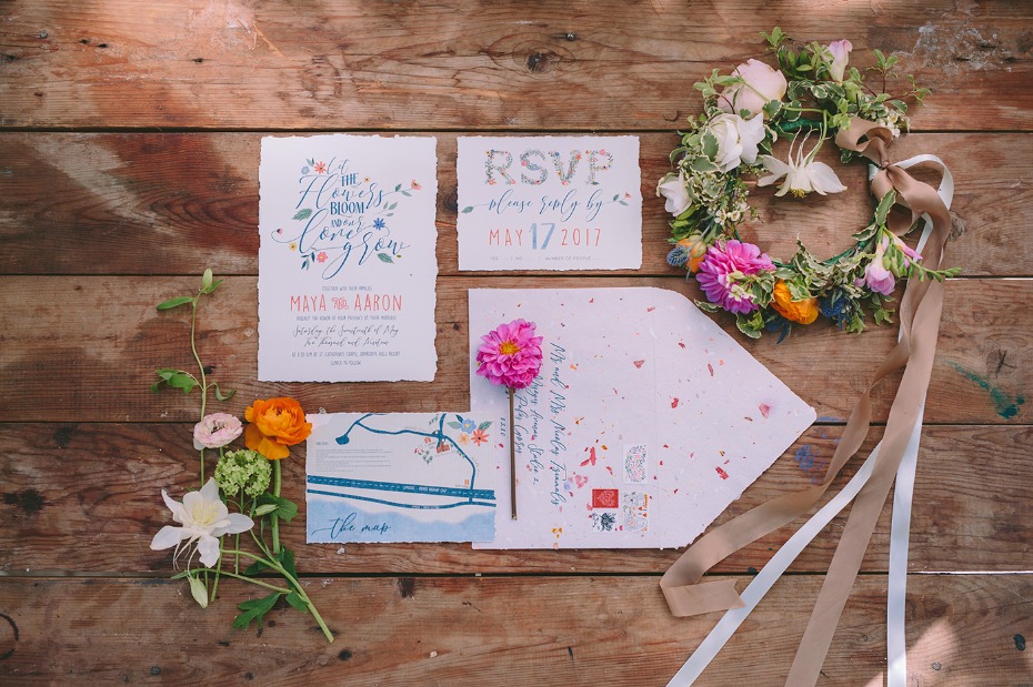 Whimsical garden wedding invites