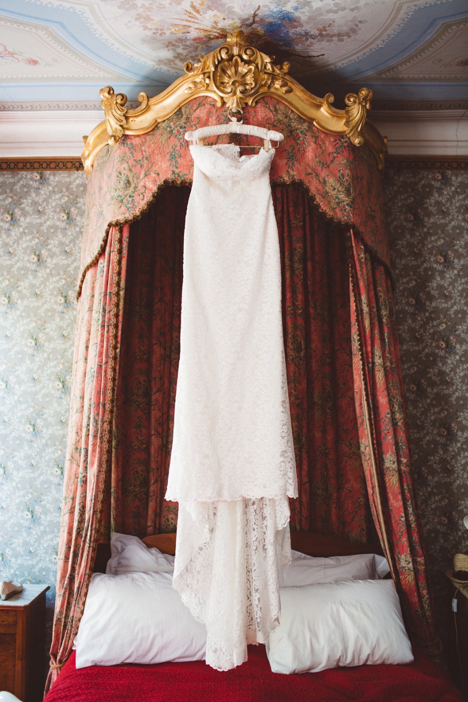 White lace wedding dress from Le Papillon