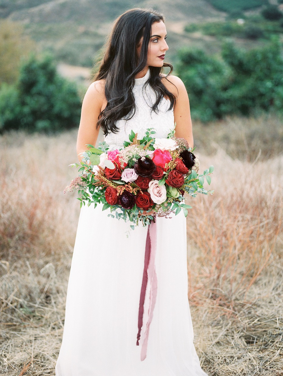 Dramatic red and blush bouquet