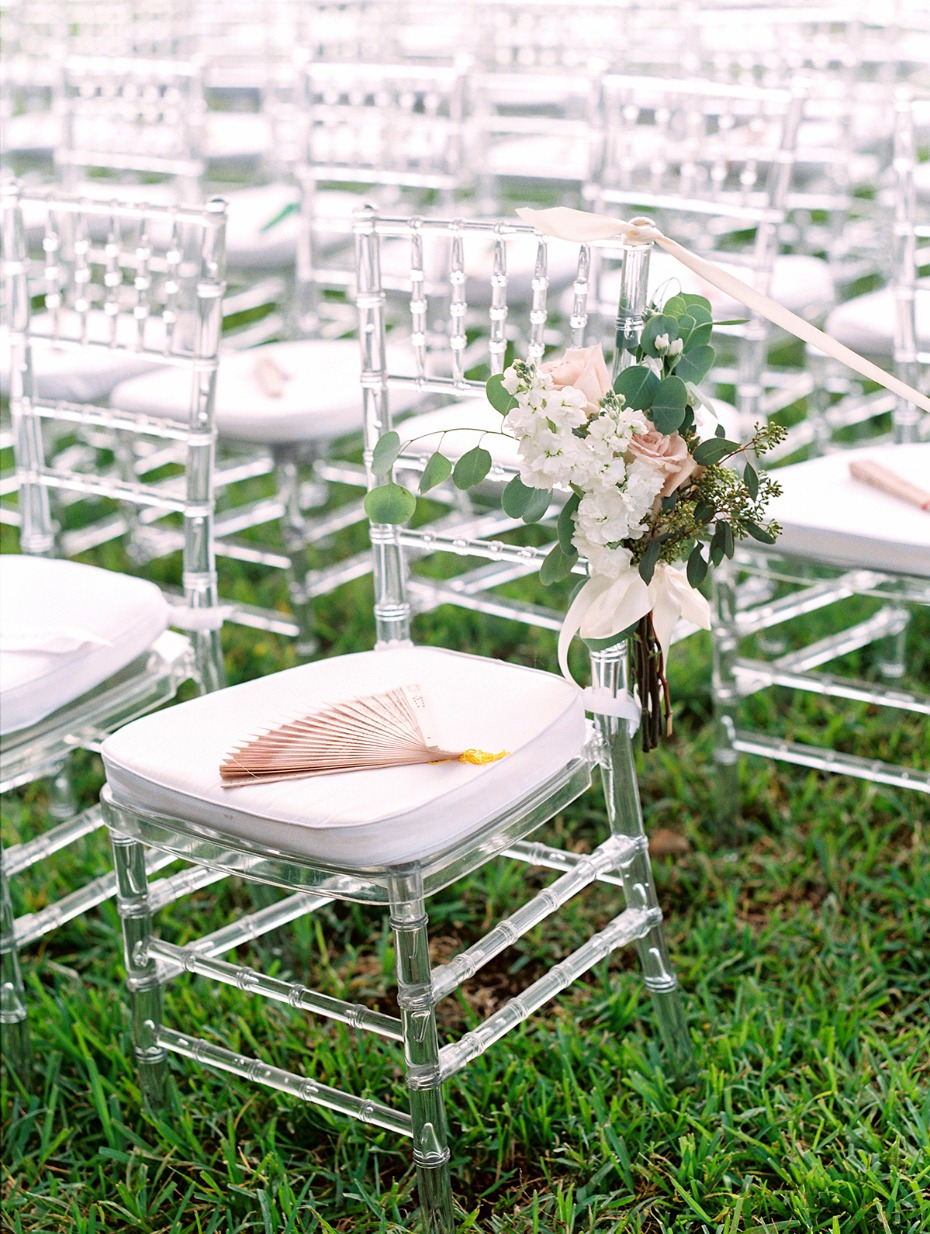 Clear ceremony chair with fans