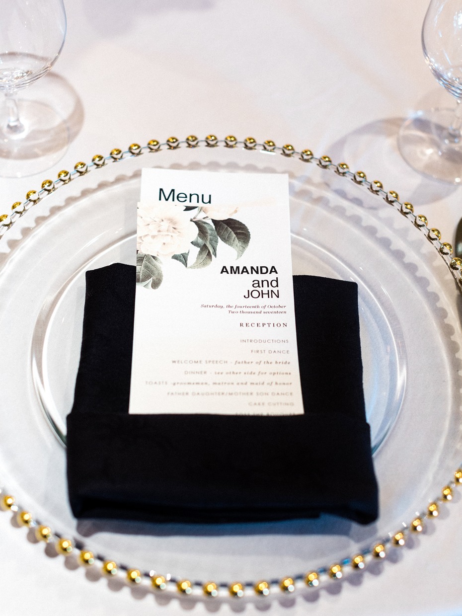 Modern wedding menu