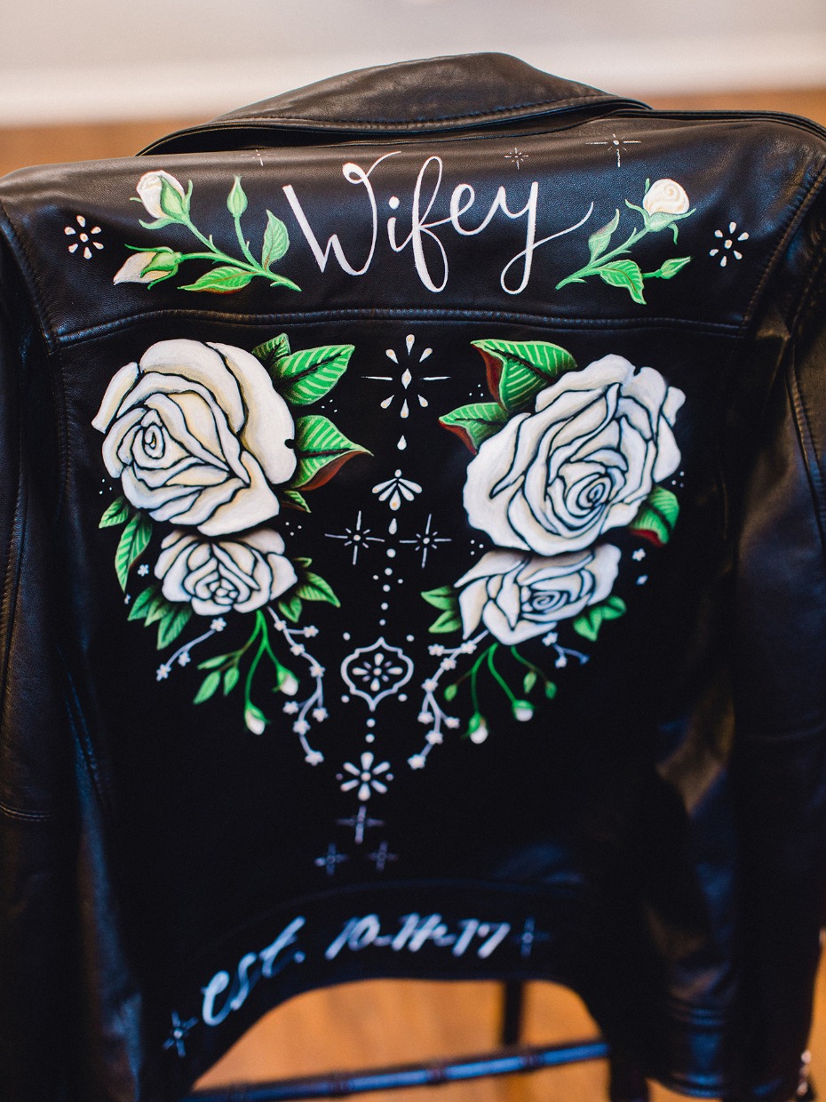 Custom painted leather jacket
