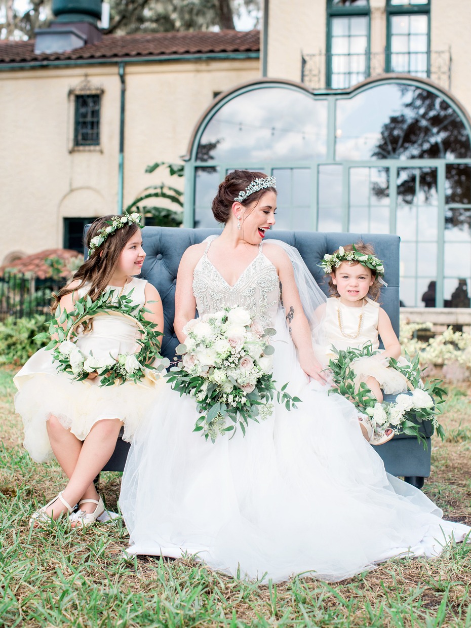 Bride and her flower girls