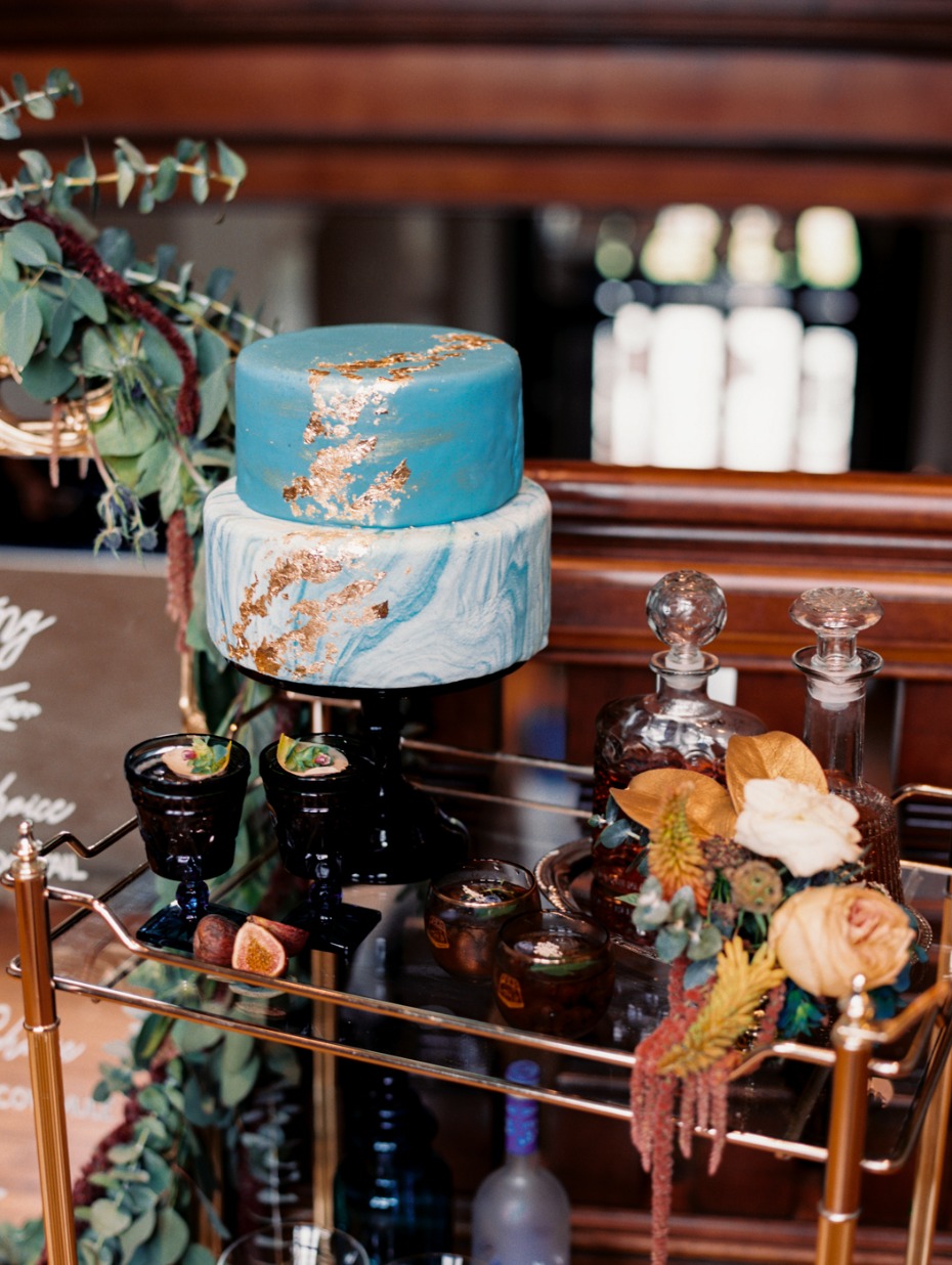 bar cart and cake table combo