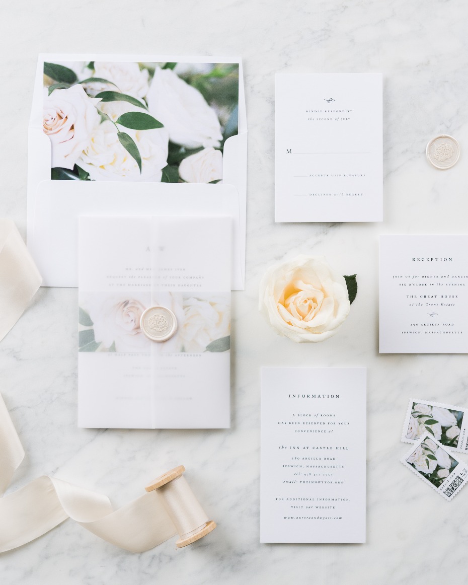 The Aurora Floral invitation suite from Shine Wedding