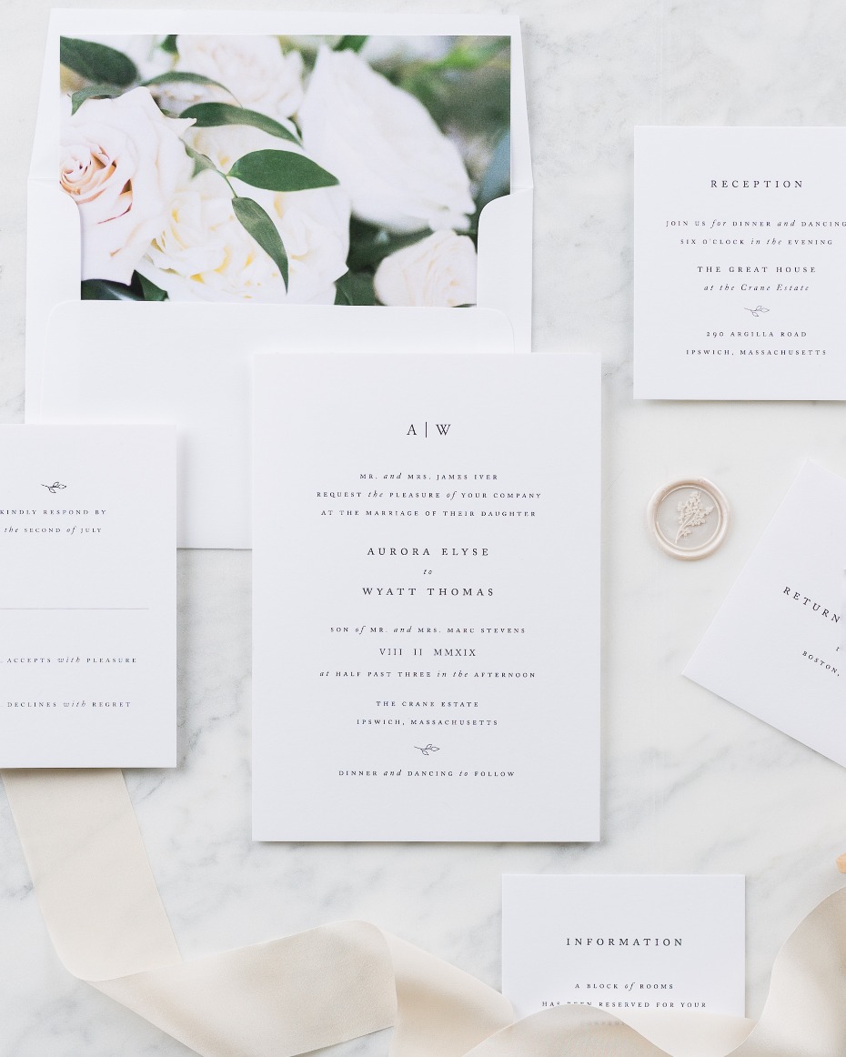 Sweet and sophisticated Aurora Floral invite from Shine Wedding