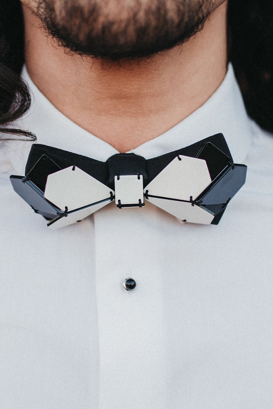 unique black and white bow tie