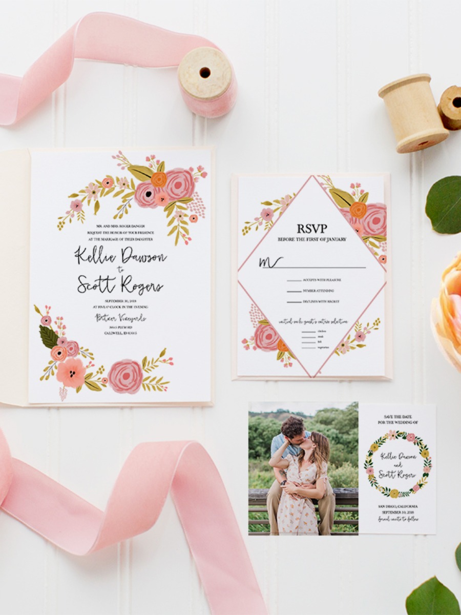 Botanical Flowers | Free Printable Wedding Invitation