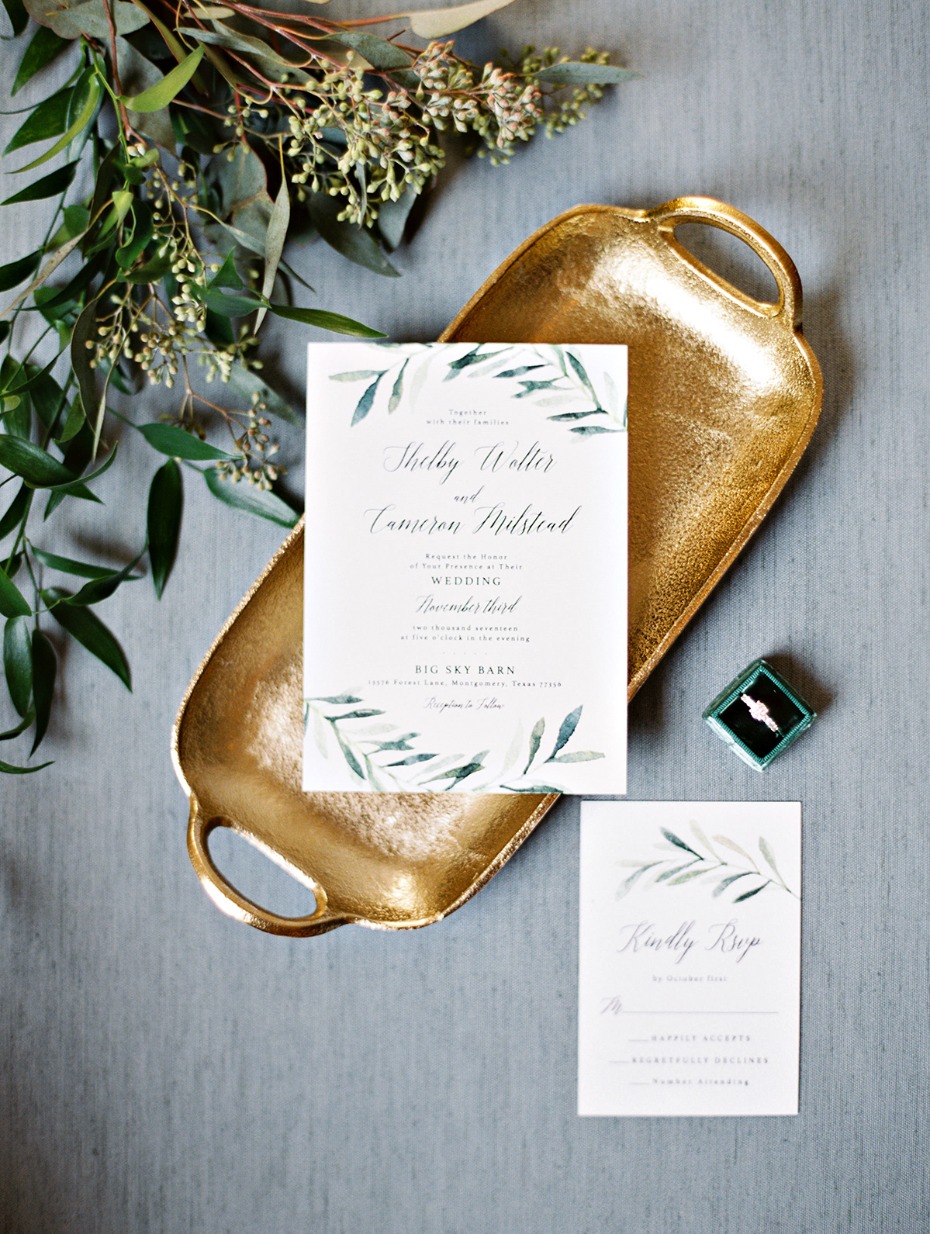 classic eucalyptus themed wedding stationery