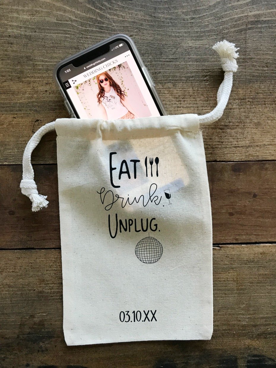 Unplugged Wedding Cell Phone Bags