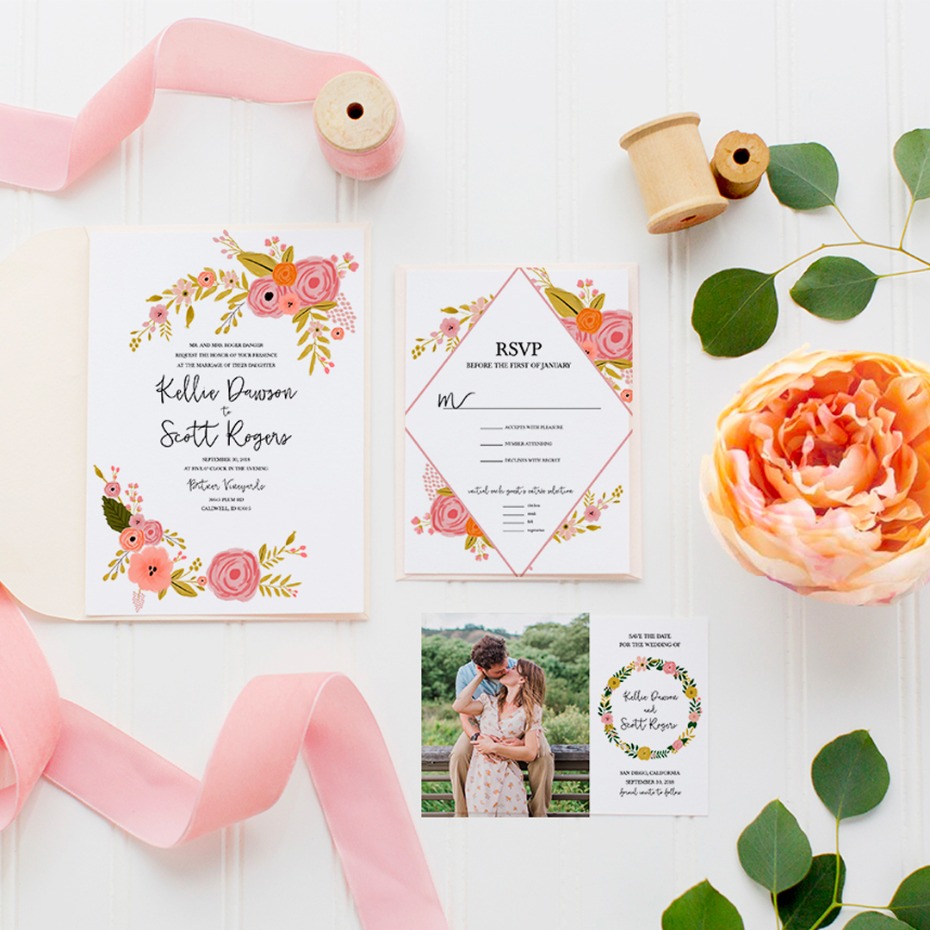 Free Printable Botanical Wedding Invitaiton