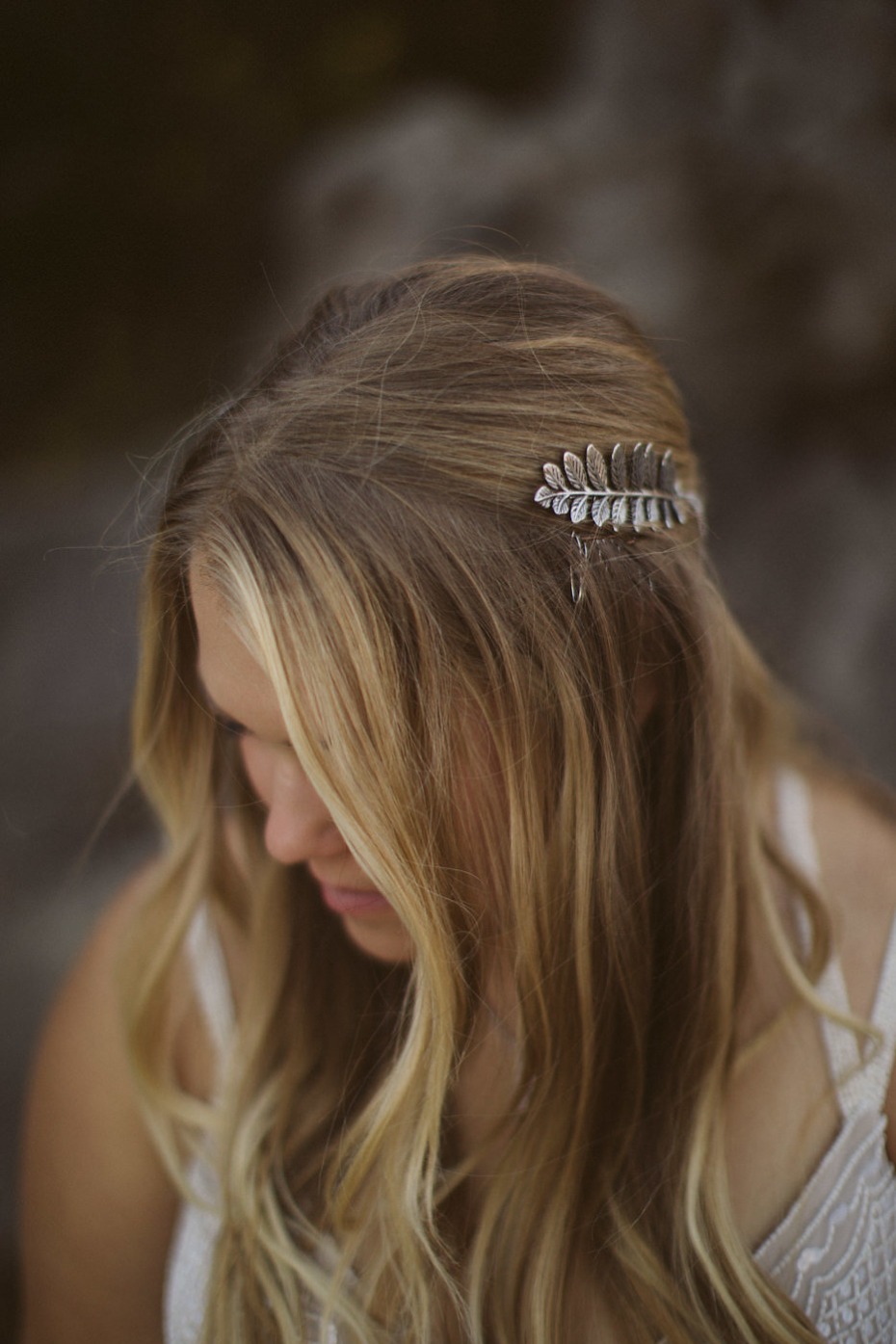 simple silver wedding hair accessory