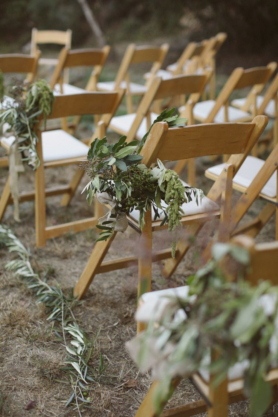 organic greenery wedding aisle decor