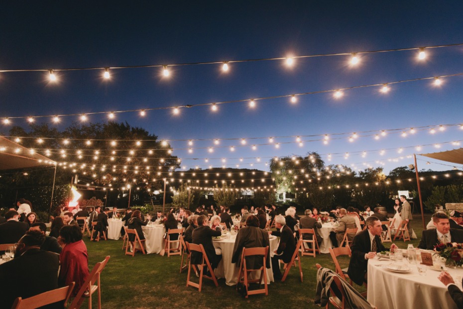 Twinkle lights reception at Farmstead at Long Meadow Ranch