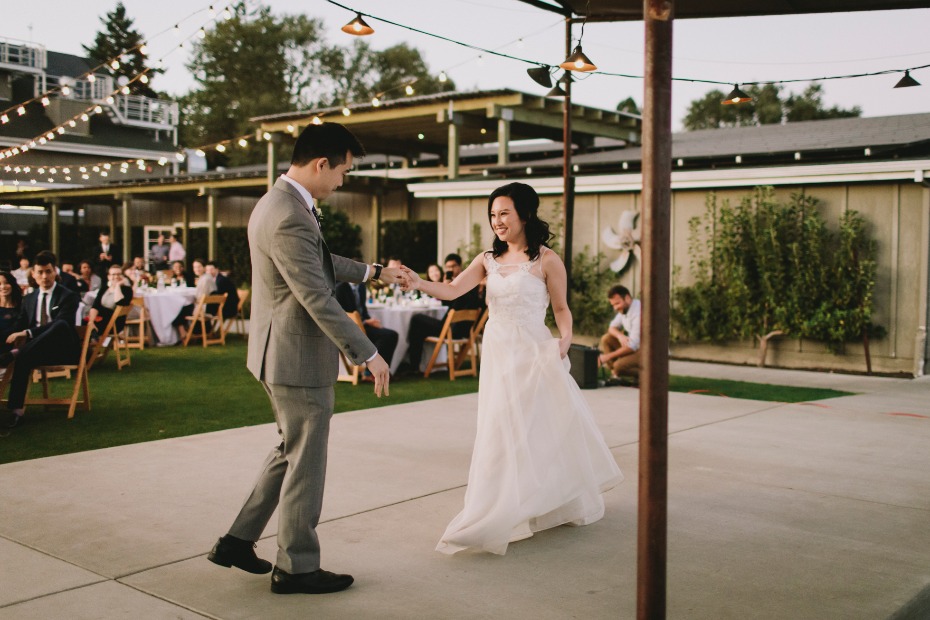 Cute outdoor reception at Farmstead at Long Meadow Ranch