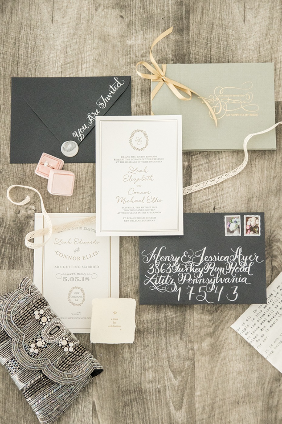 classic wedding invitation style with a modern flair