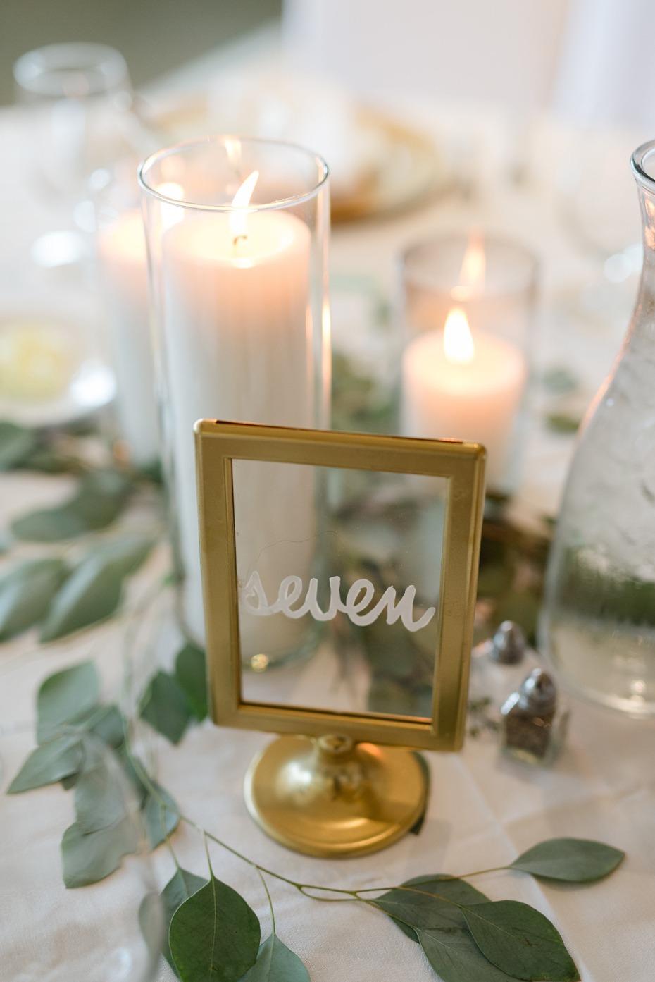 gold framed clear table number