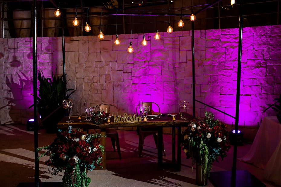 industrial chic wedding sweetheart table