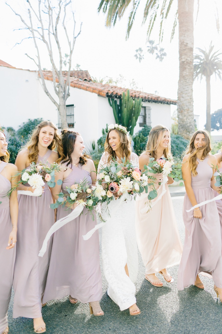 Bridesmaids in dusty blush