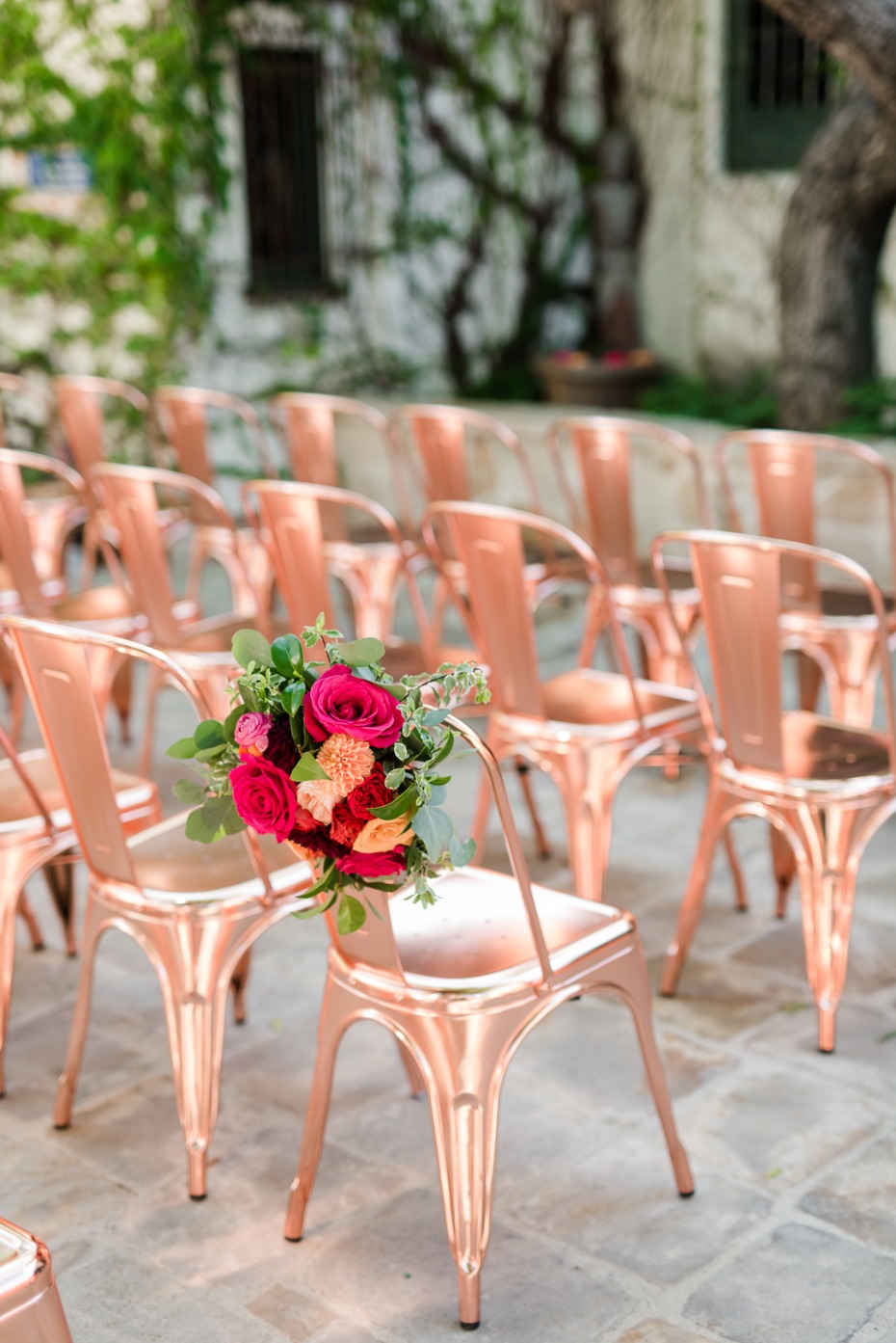 rose gold wedding seating