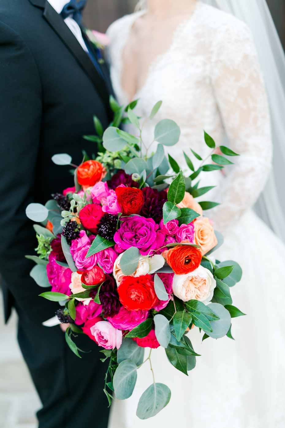 hot pink spring time wedding bouquet