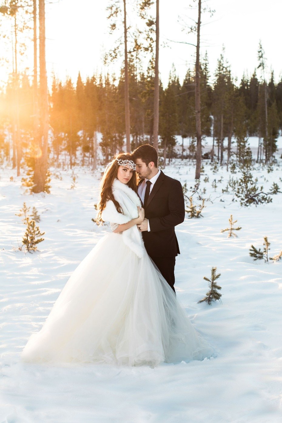 Glam winter wedding ideas. #snowywedding #maggiesottero