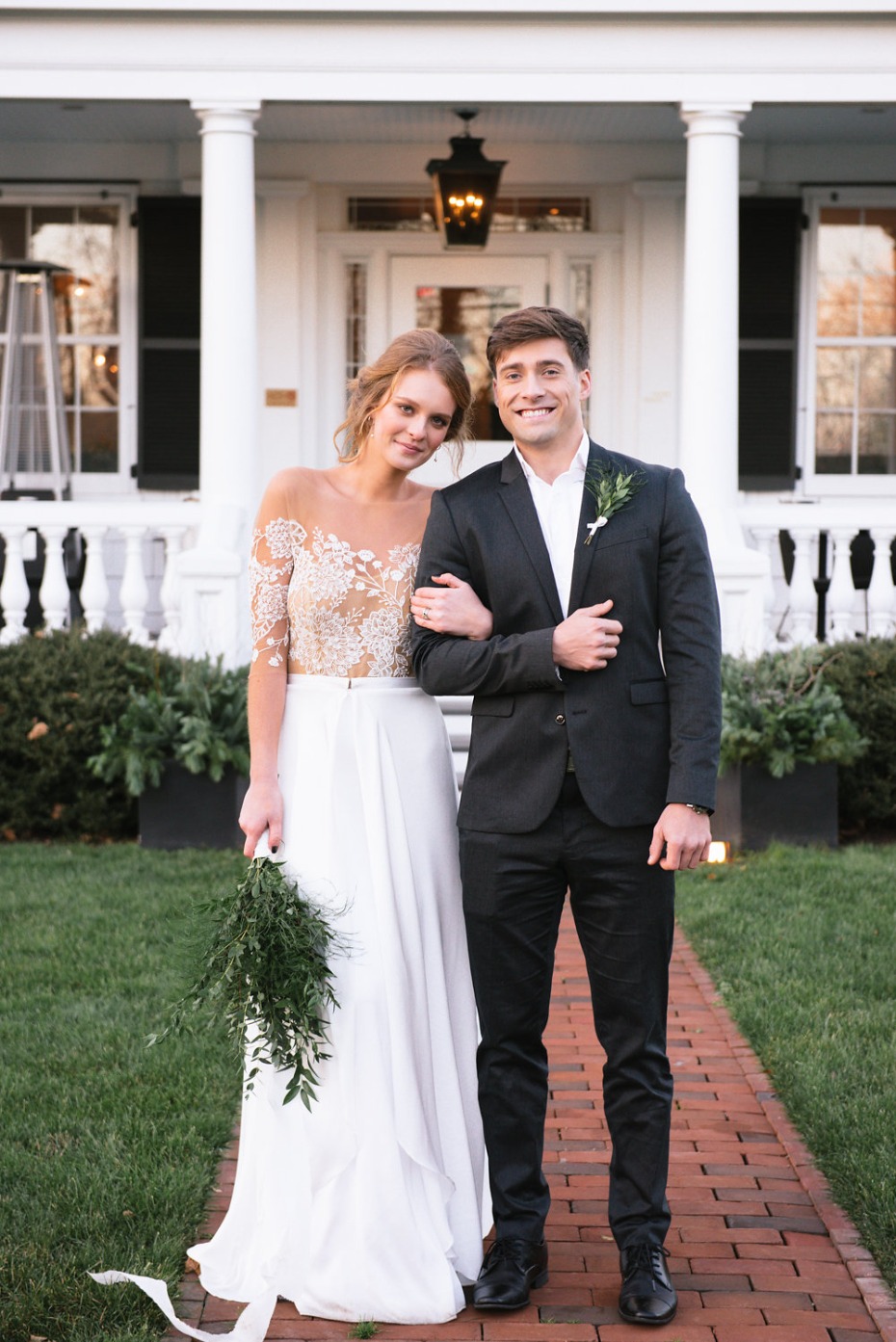 bride and groom style for semi formal garden wedding