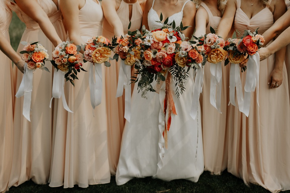 soft peach bridesmaid dresses