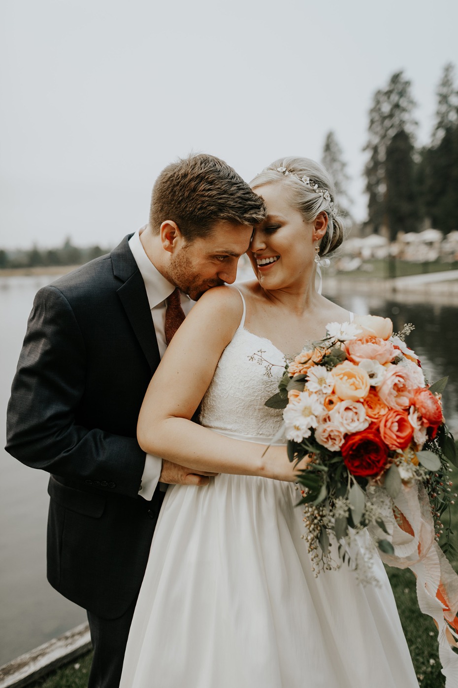 adorable bride and groom wedding portraits