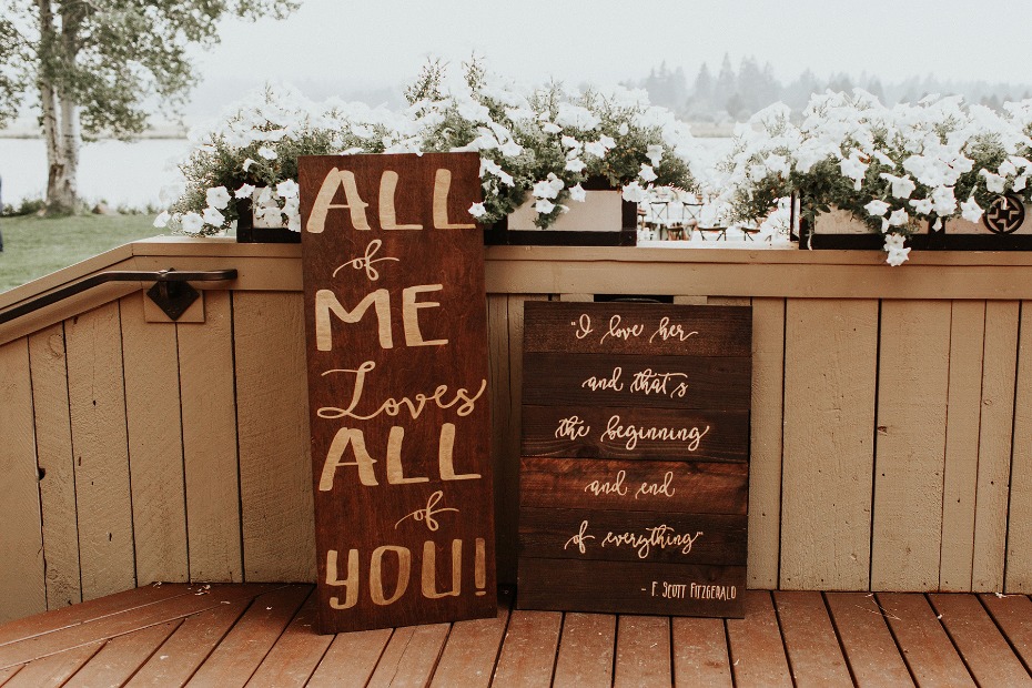 rustic hand painted wedding signs