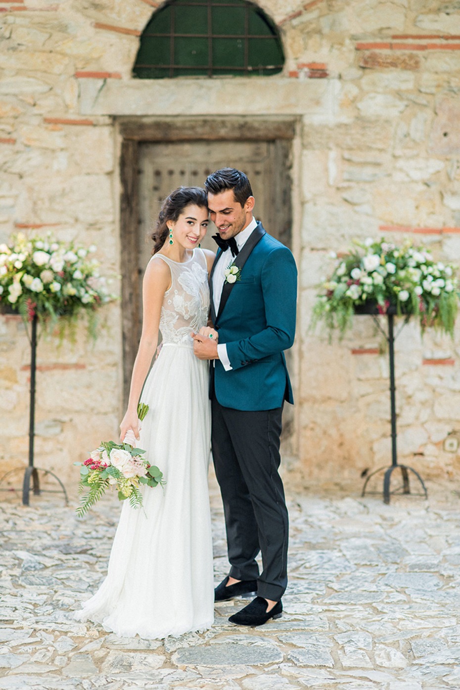 emerald green grooms jacket for this late fall wedding