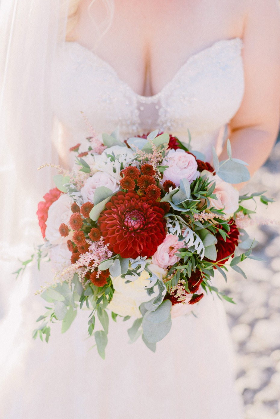 marsala and pink wedding bouquet