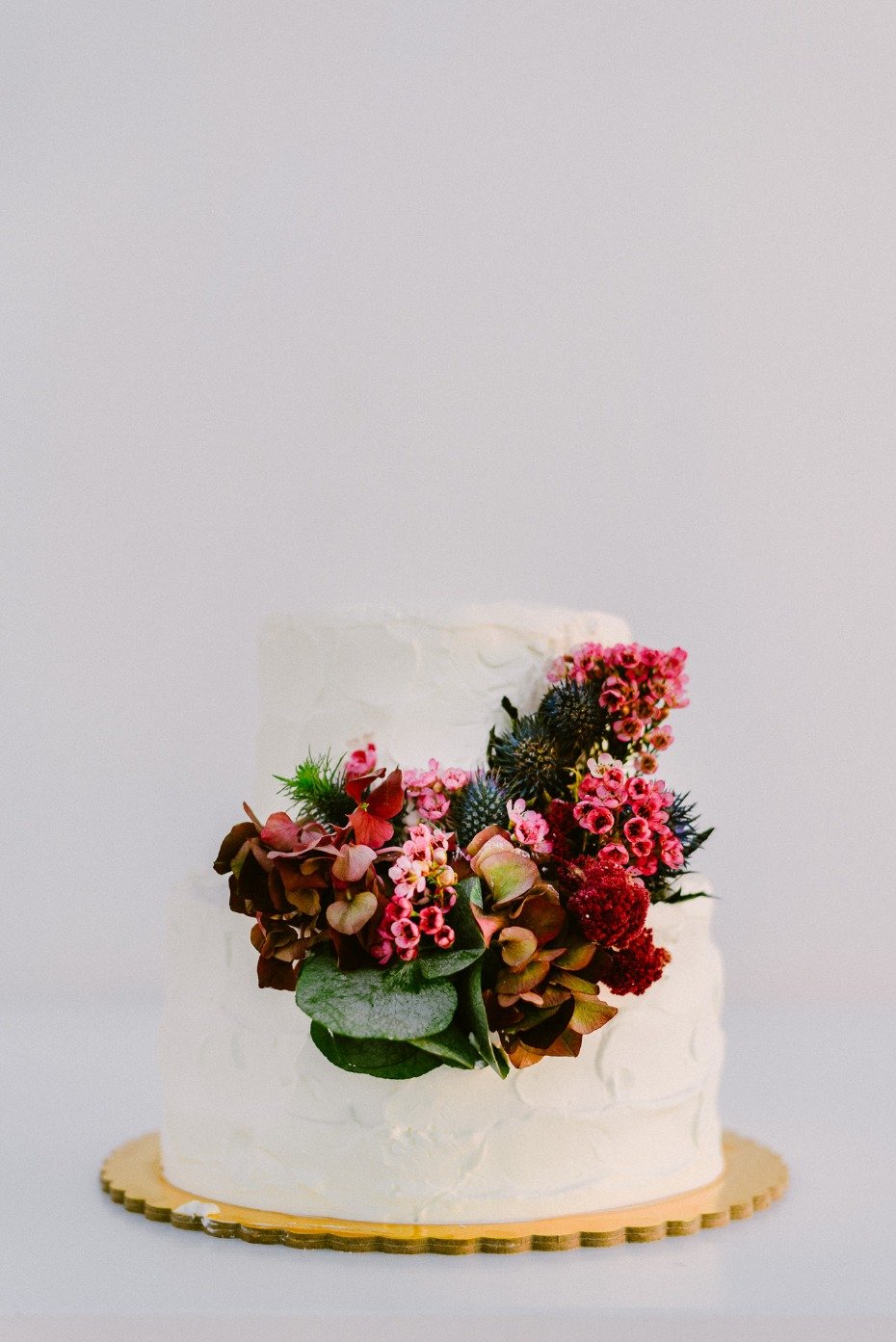 flower accented wedding cake
