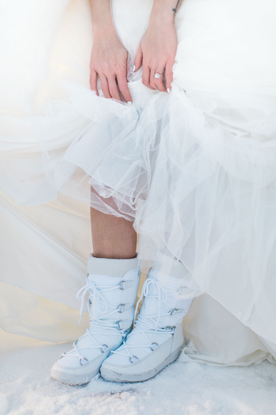 cute snow boots to wear at your white wedding