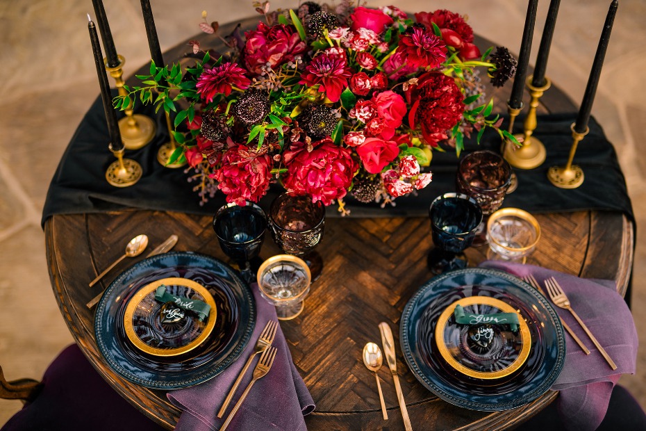 Jewel toned tablescape