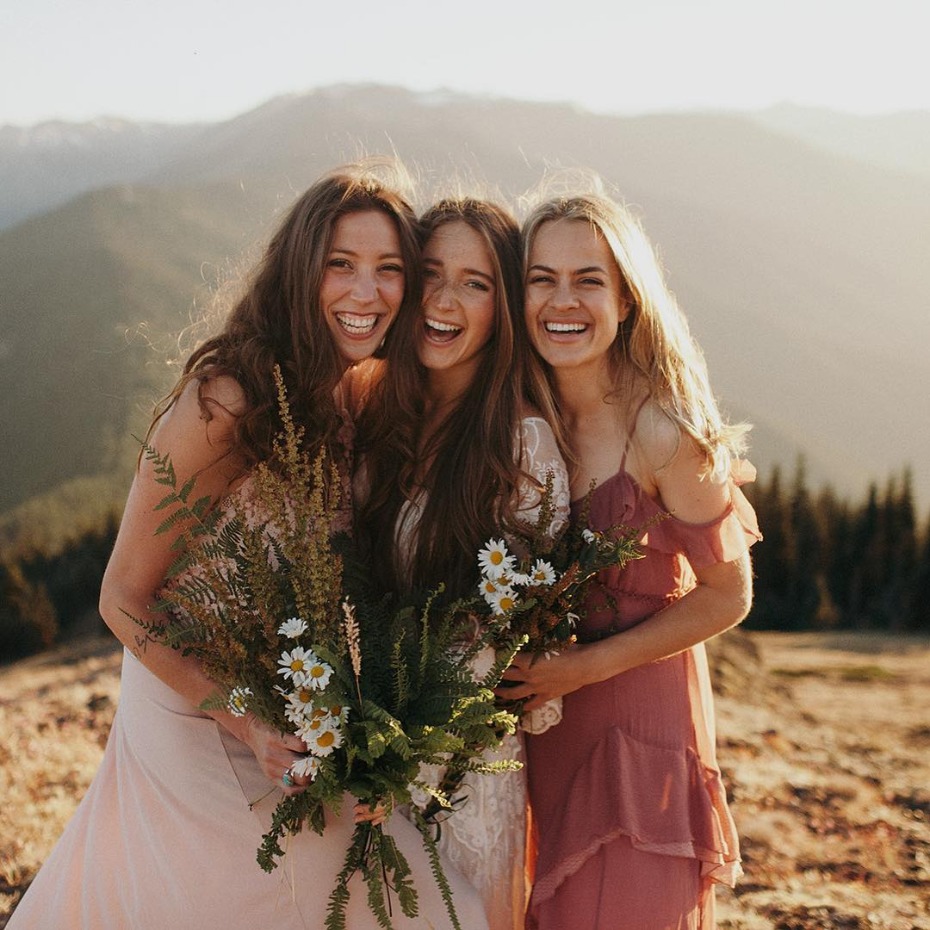 blush natural bridesmaids