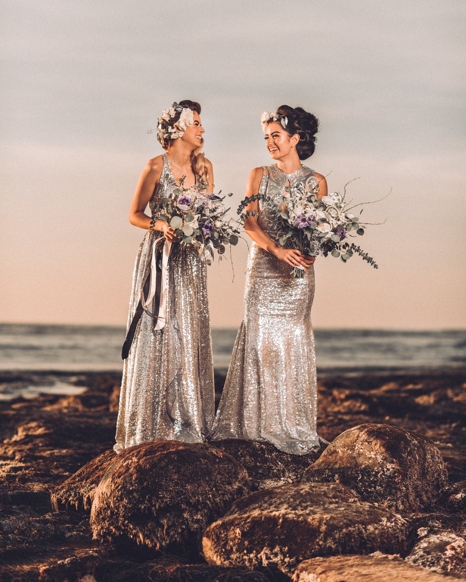 silver sparkly bridesmaid dresses